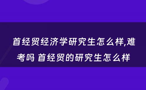 首经贸经济学研究生怎么样,难考吗 首经贸的研究生怎么样