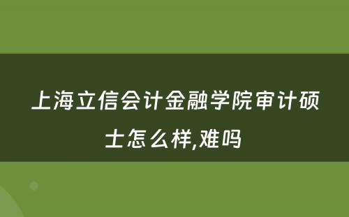 上海立信会计金融学院审计硕士怎么样,难吗 