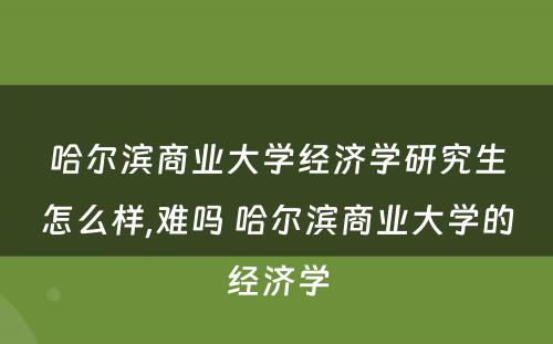 哈尔滨商业大学经济学研究生怎么样,难吗 哈尔滨商业大学的经济学