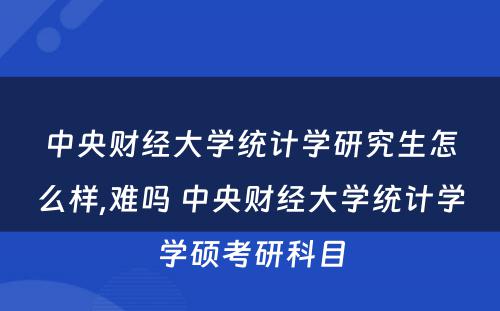 中央财经大学统计学研究生怎么样,难吗 中央财经大学统计学学硕考研科目