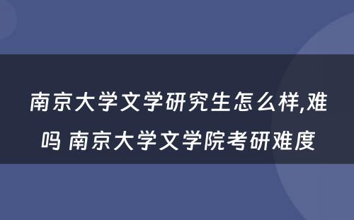 南京大学文学研究生怎么样,难吗 南京大学文学院考研难度