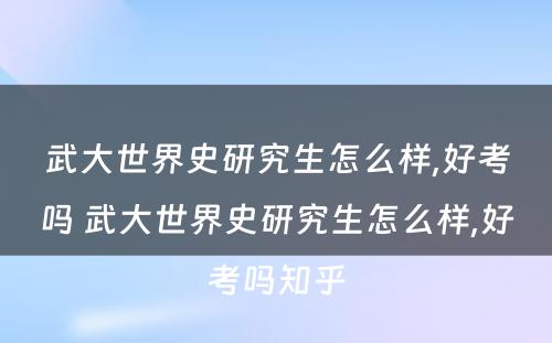 武大世界史研究生怎么样,好考吗 武大世界史研究生怎么样,好考吗知乎
