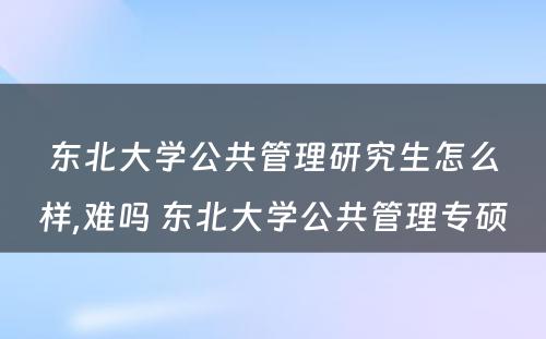 东北大学公共管理研究生怎么样,难吗 东北大学公共管理专硕