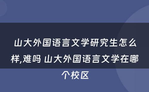 山大外国语言文学研究生怎么样,难吗 山大外国语言文学在哪个校区