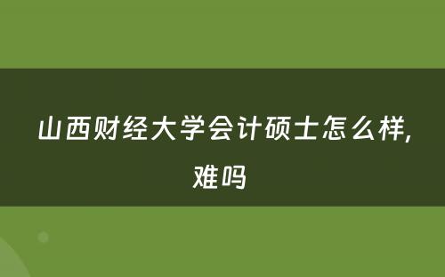 山西财经大学会计硕士怎么样,难吗 
