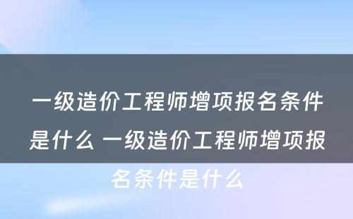 一级造价工程师增项报名条件是什么 一级造价工程师增项报名条件是什么