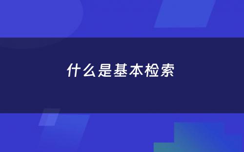 什么是基本检索 