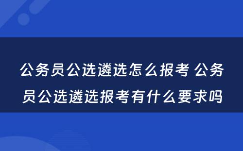 公务员公选遴选怎么报考 公务员公选遴选报考有什么要求吗