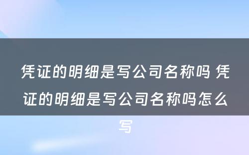 凭证的明细是写公司名称吗 凭证的明细是写公司名称吗怎么写