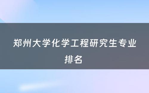郑州大学化学工程研究生专业排名 
