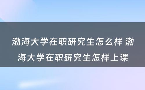 渤海大学在职研究生怎么样 渤海大学在职研究生怎样上课