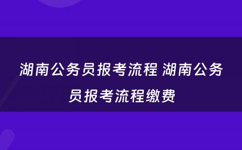 湖南公务员报考流程 湖南公务员报考流程缴费