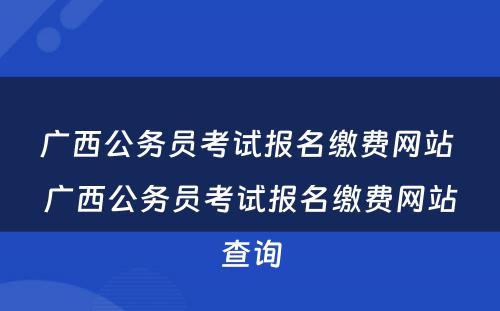 广西公务员考试报名缴费网站 广西公务员考试报名缴费网站查询
