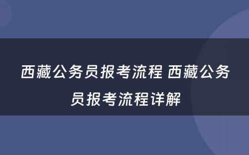 西藏公务员报考流程 西藏公务员报考流程详解