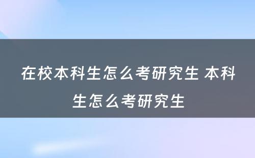 在校本科生怎么考研究生 本科生怎么考研究生