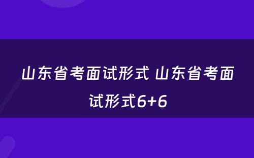 山东省考面试形式 山东省考面试形式6+6