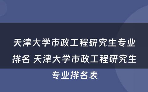 天津大学市政工程研究生专业排名 天津大学市政工程研究生专业排名表