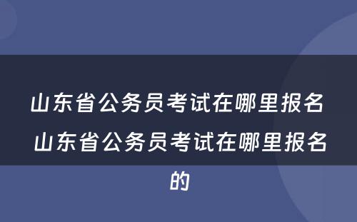 山东省公务员考试在哪里报名 山东省公务员考试在哪里报名的