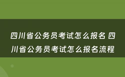 四川省公务员考试怎么报名 四川省公务员考试怎么报名流程