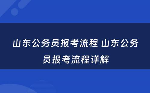 山东公务员报考流程 山东公务员报考流程详解
