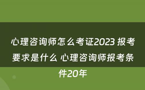 心理咨询师怎么考证2023 报考要求是什么 心理咨询师报考条件20年