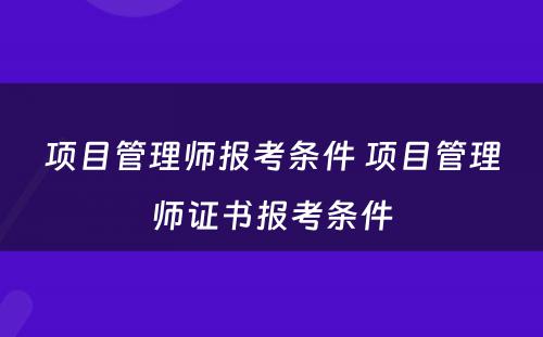 项目管理师报考条件 项目管理师证书报考条件