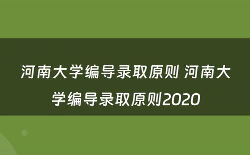 河南大学编导录取原则 河南大学编导录取原则2020