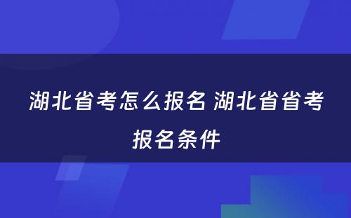 湖北省考怎么报名 湖北省省考报名条件