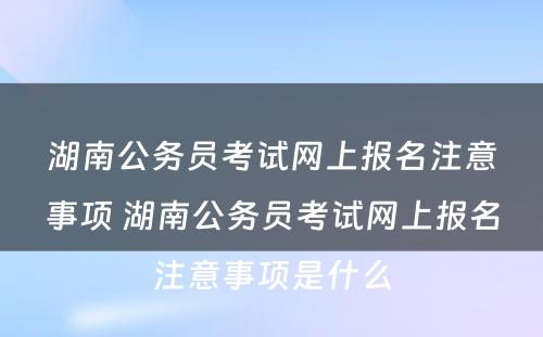 湖南公务员考试网上报名注意事项 湖南公务员考试网上报名注意事项是什么
