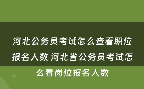 河北公务员考试怎么查看职位报名人数 河北省公务员考试怎么看岗位报名人数
