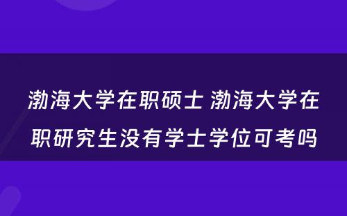 渤海大学在职硕士 渤海大学在职研究生没有学士学位可考吗