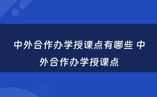 中外合作办学授课点有哪些 中外合作办学授课点