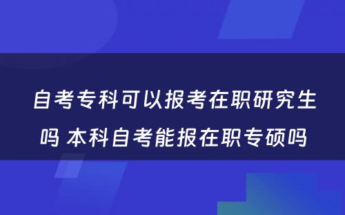 自考专科可以报考在职研究生吗 本科自考能报在职专硕吗