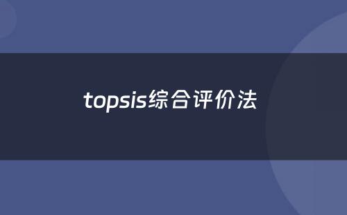 topsis综合评价法 