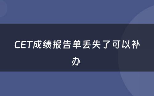 CET成绩报告单丢失了可以补办 