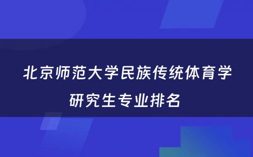 北京师范大学民族传统体育学研究生专业排名 