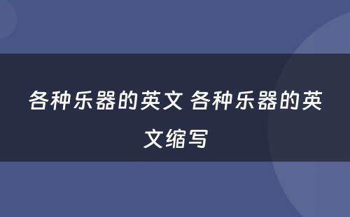 各种乐器的英文 各种乐器的英文缩写