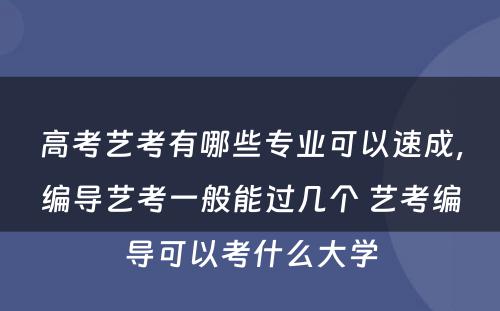 高考艺考有哪些专业可以速成，编导艺考一般能过几个 艺考编导可以考什么大学