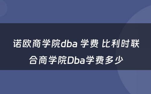 诺欧商学院dba 学费 比利时联合商学院Dba学费多少
