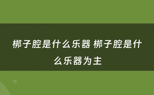梆子腔是什么乐器 梆子腔是什么乐器为主