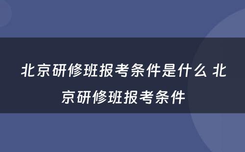 北京研修班报考条件是什么 北京研修班报考条件