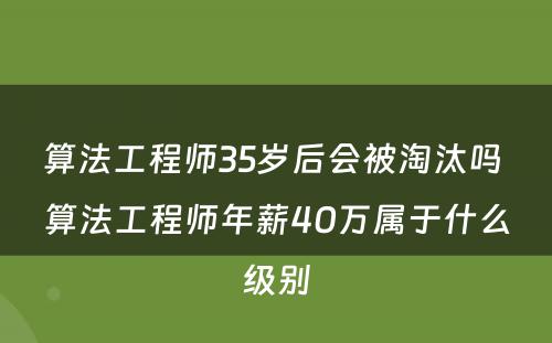 算法工程师35岁后会被淘汰吗 算法工程师年薪40万属于什么级别