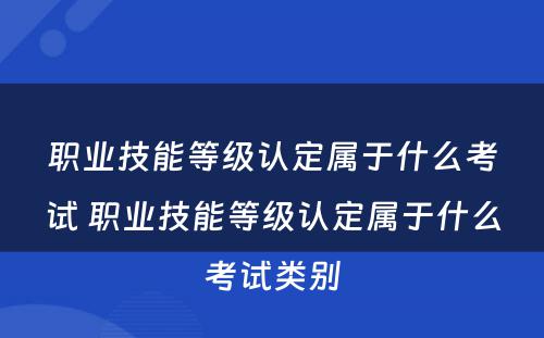 职业技能等级认定属于什么考试 职业技能等级认定属于什么考试类别