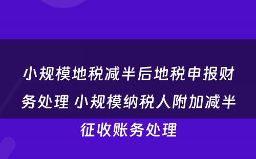 小规模地税减半后地税申报财务处理 小规模纳税人附加减半征收账务处理