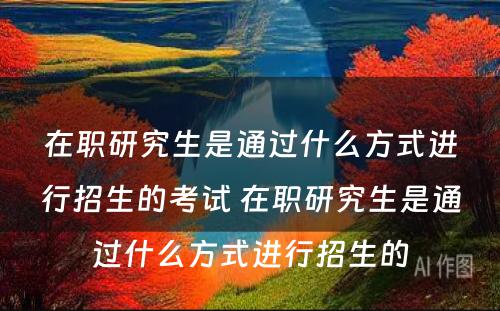 在职研究生是通过什么方式进行招生的考试 在职研究生是通过什么方式进行招生的