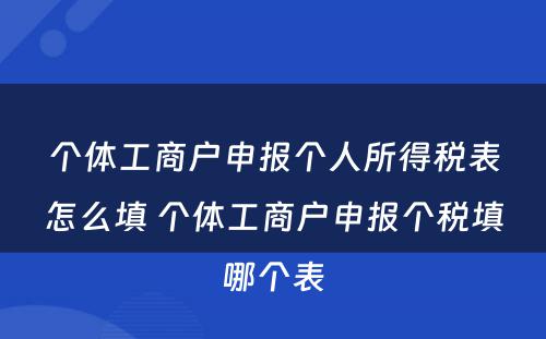 个体工商户申报个人所得税表怎么填 个体工商户申报个税填哪个表