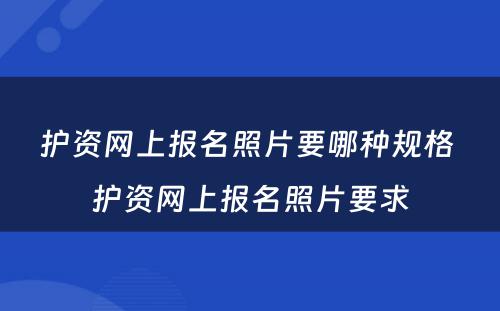 护资网上报名照片要哪种规格 护资网上报名照片要求
