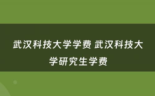 武汉科技大学学费 武汉科技大学研究生学费