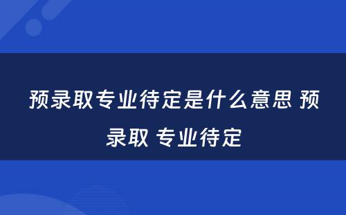 预录取专业待定是什么意思 预录取 专业待定