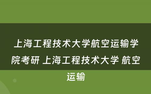 上海工程技术大学航空运输学院考研 上海工程技术大学 航空运输